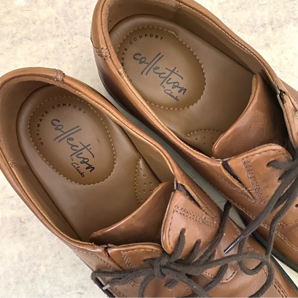 Clark's Tilden Walk Oxford Sneakers‎ Leather Lace-up Men's Size 8.5 Dark Tan - Picture 3 of 9